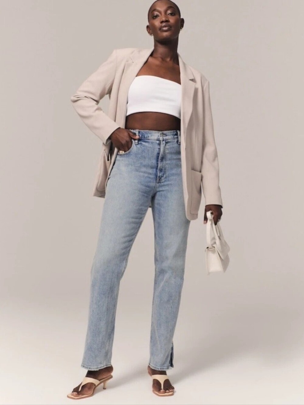 Abercrombie & Fitch Curve Love 90s Straight Leg Jeans Sz 27 High Rise Side Slits